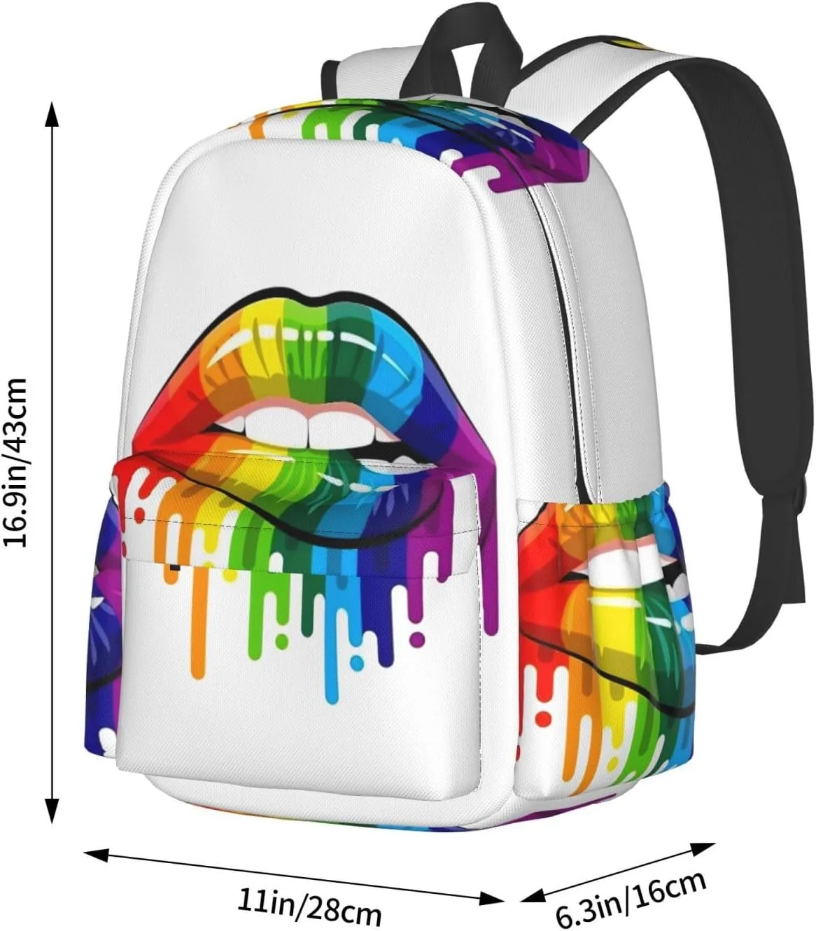 Lgbt Pride Rainbow Gay Lesbian Pride Lips Laptop Backpack Shoulder Bag Laptop Pack Travel Backpacks Commuter Back Pack Casual Daypack Bags With Side Pockets