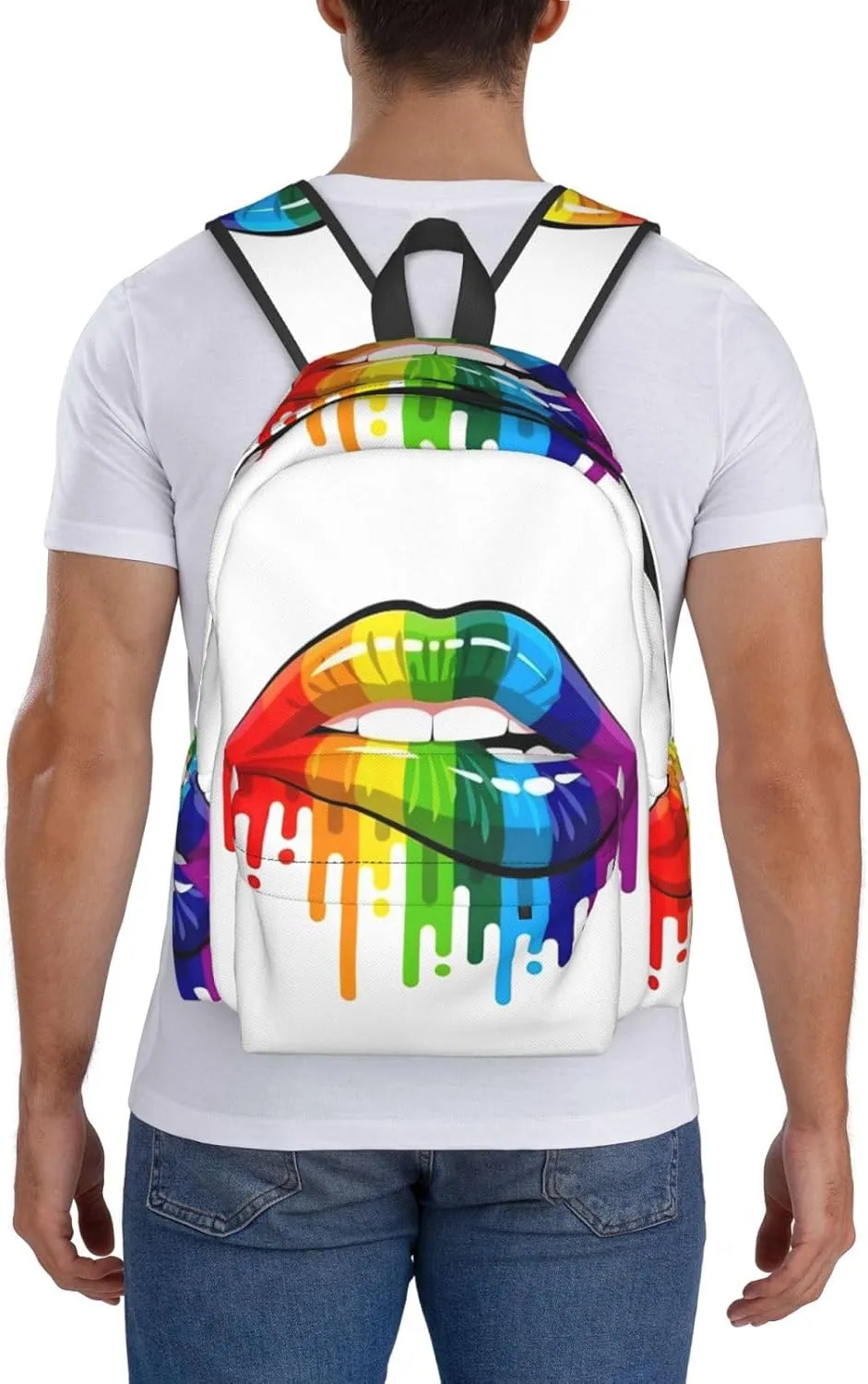 Lgbt Pride Rainbow Gay Lesbian Pride Lips Laptop Backpack Shoulder Bag Laptop Pack Travel Backpacks Commuter Back Pack Casual Daypack Bags With Side Pockets
