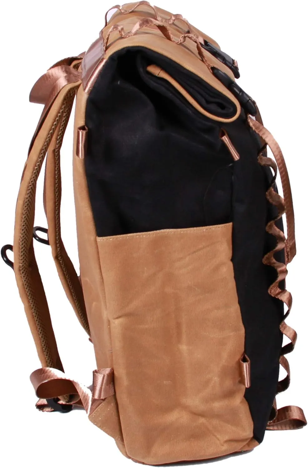LIFEstyle Waxed Canvas Roll-Top Phoenix Rucksack Backpack (Tan/Black)