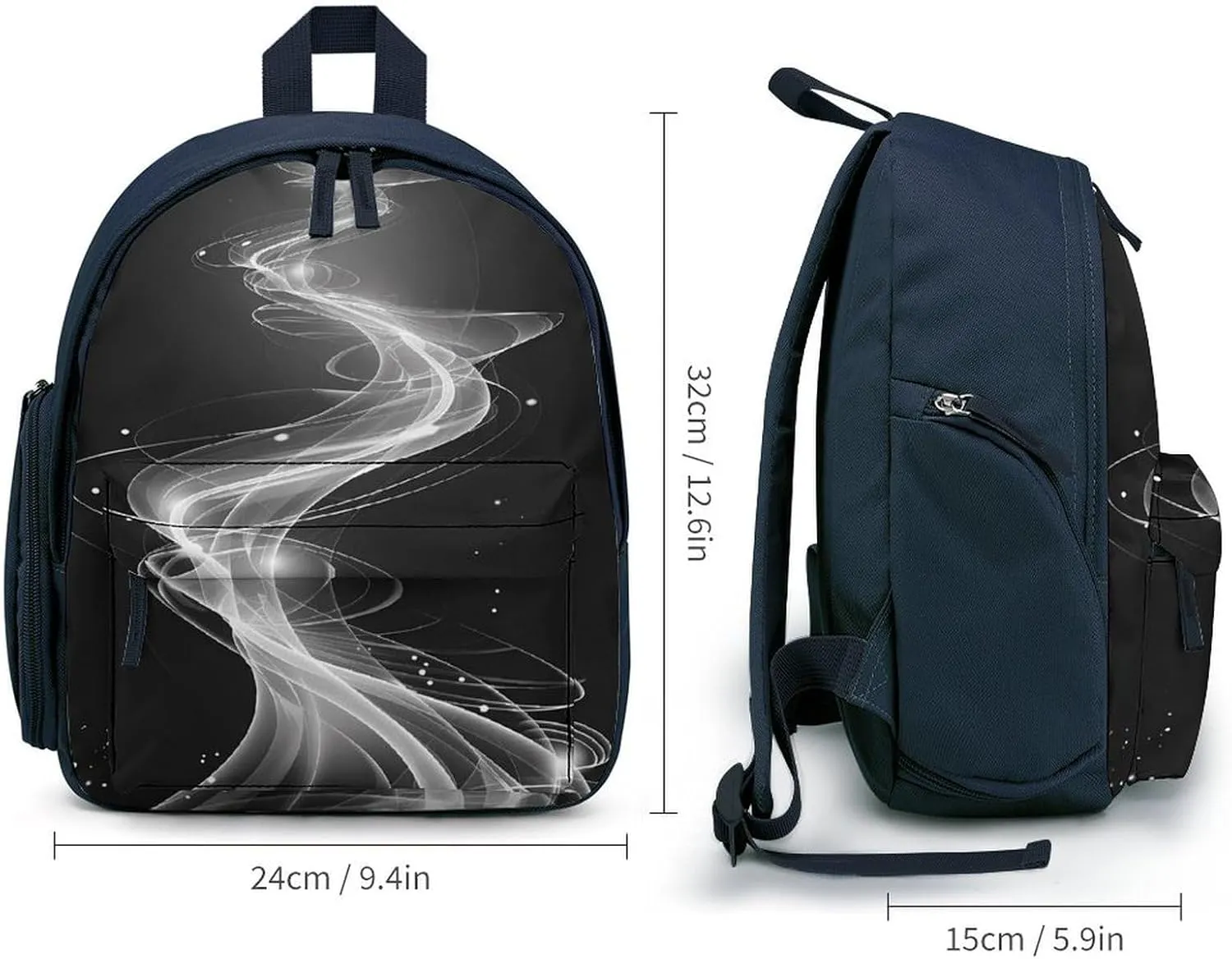 Light Streak Black And White Abstract Line Backpack Small Shoulder Bag Travel Bag Casual Daybacks Handbags One Size