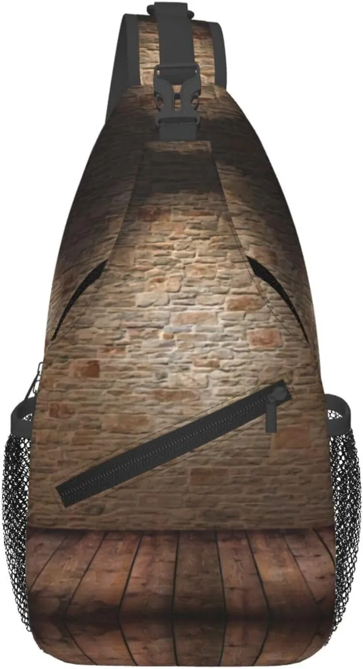Lights Hit The Brick Wall Print Sling Bag Crossbody Backpack For Women Men Hiking Travel Over The Shoulder Multipurpose Bag