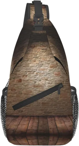 Lights Hit The Brick Wall Print Sling Bag Crossbody Backpack For Women Men Hiking Travel Over The Shoulder Multipurpose Bag