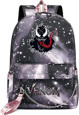 Lightweight Casual Bookbag Wear Resistant Canvas Travel Backpack-Venom Multifunction Backpack with USB Charging Port