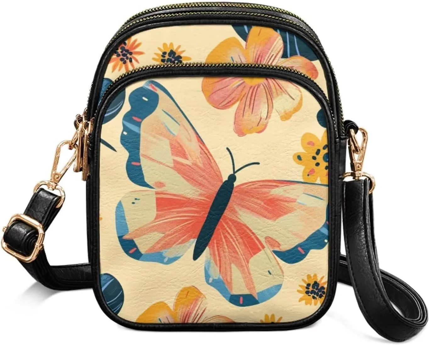 Lightweight Crossbody Bag with Adjustable Strapfor Women Ladies with Three Compartment