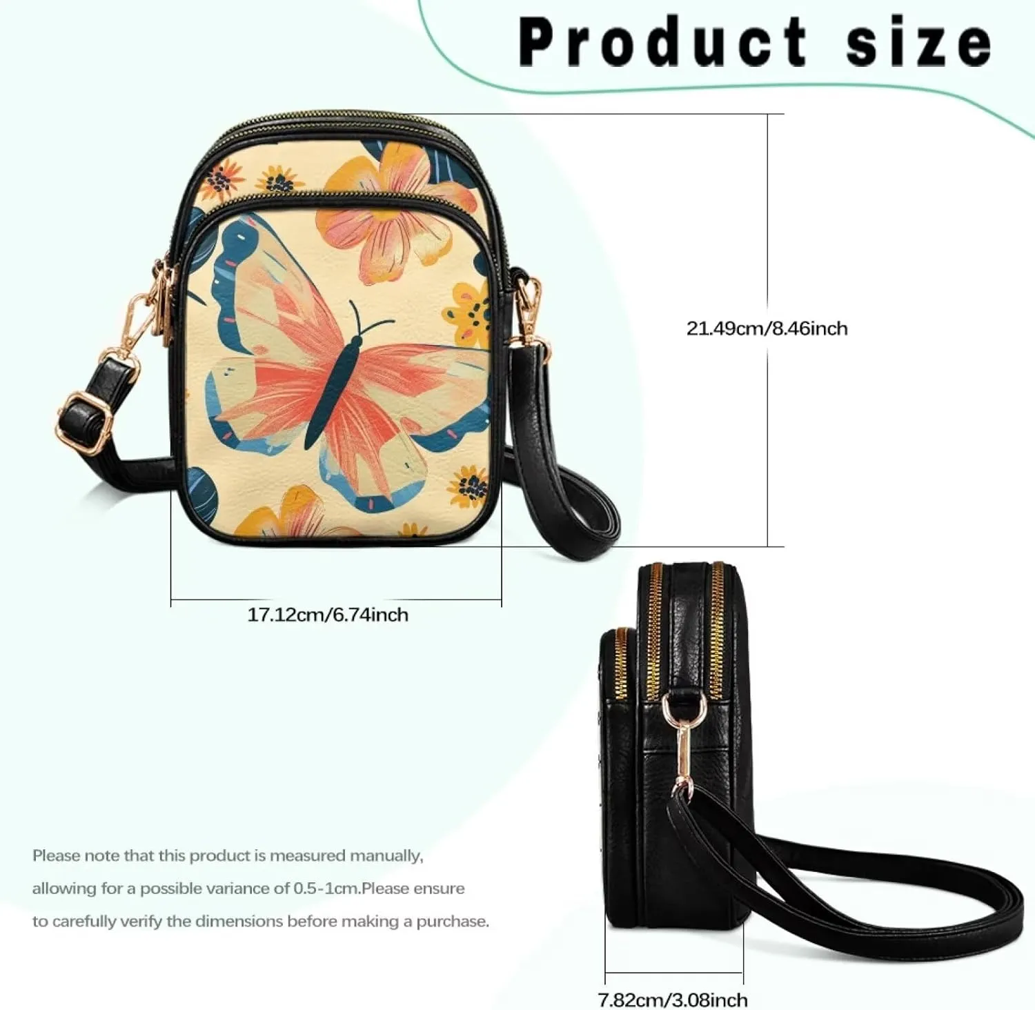 Lightweight Crossbody Bag with Adjustable Strapfor Women Ladies with Three Compartment