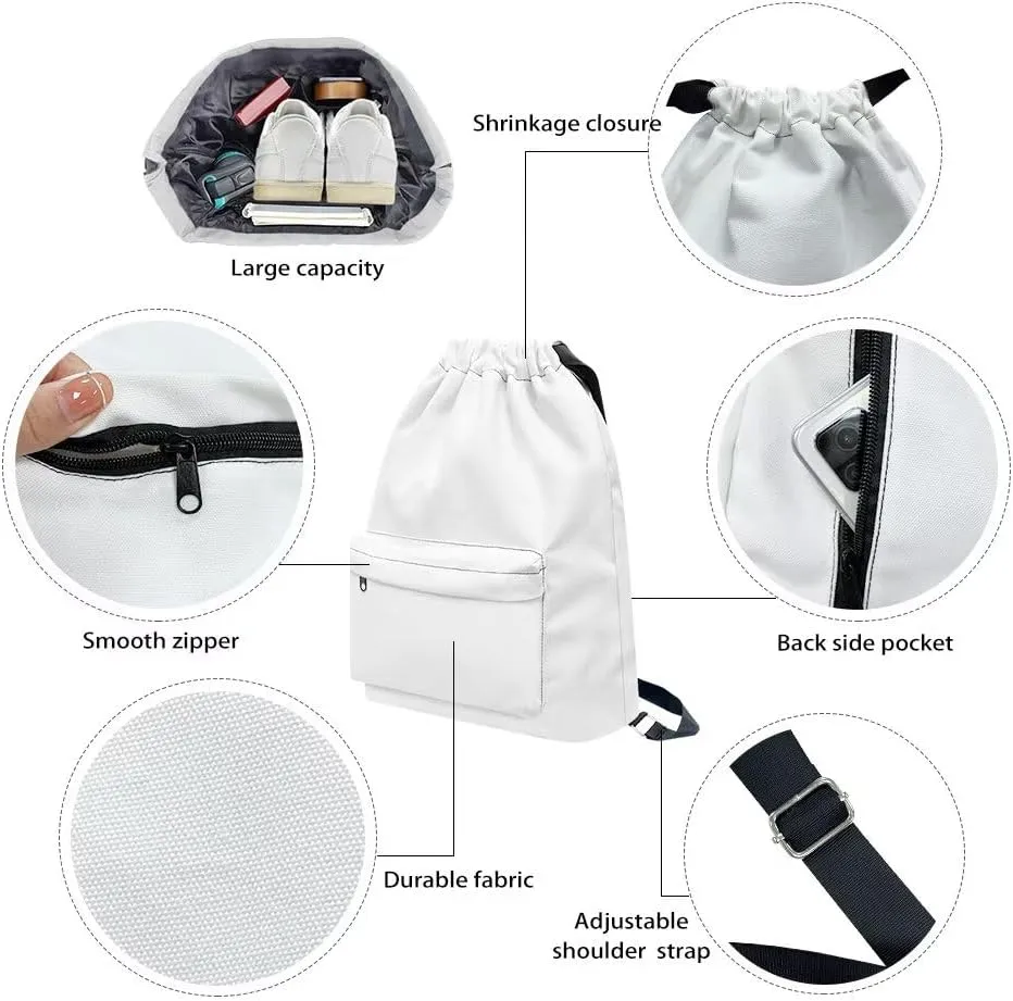 Lightweight String Gym Bag for Men Cute Husky Dog Gym Bag with Adjustable Wide Shoulder Straps Drawstring Backpack with Convenient Multi Pockets for Multiple Uses