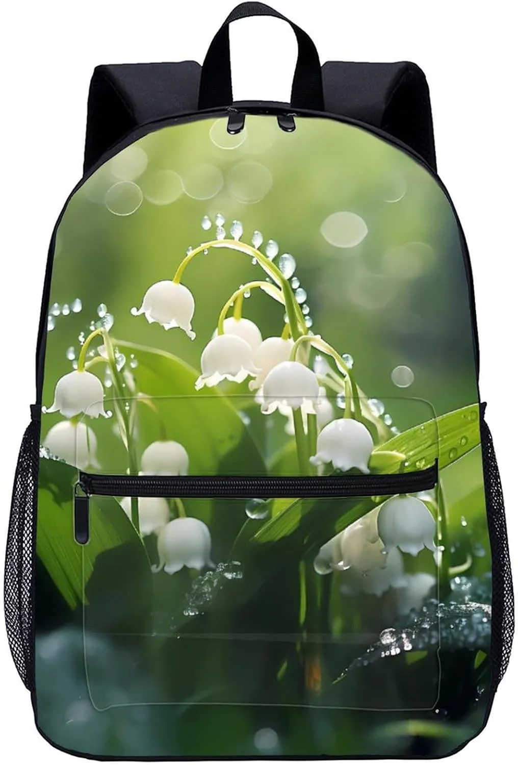 Lily of The Valley Flowers Green Leaves 17 Inch Laptop Backpack Large Capacity Daypack Travel Shoulder Bag for Men&Women