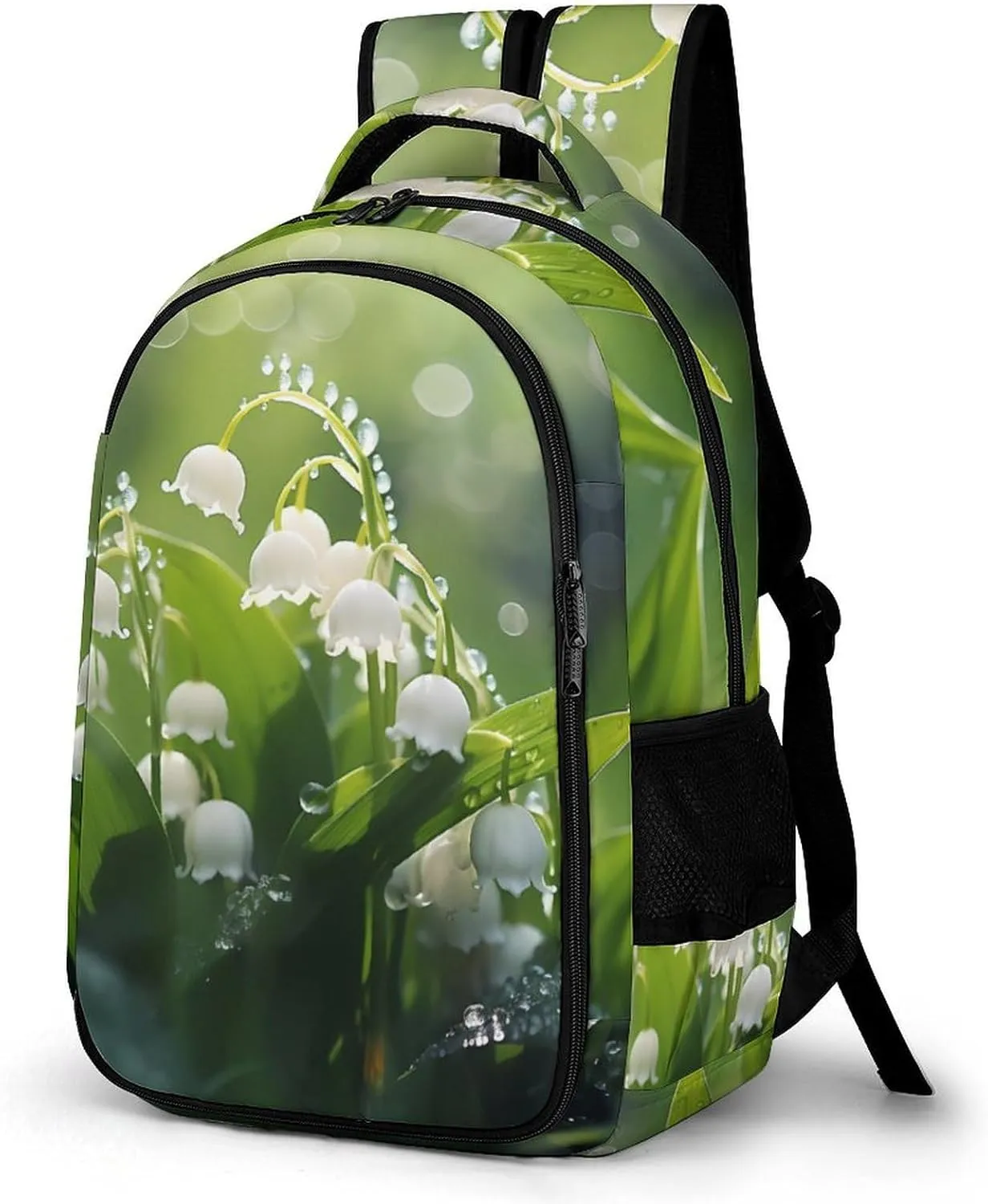 Lily of The Valley Flowers Green Leaves Travel Laptop Backpack Durable Computer Bag Casual Daypack Work Backpack for Women & Men