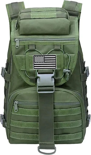 LIMHOO Military Tactical Backpack for Men Women 35L Hiking Trekking Rucksack 3 Day Molle Assault Pack (Army Green)