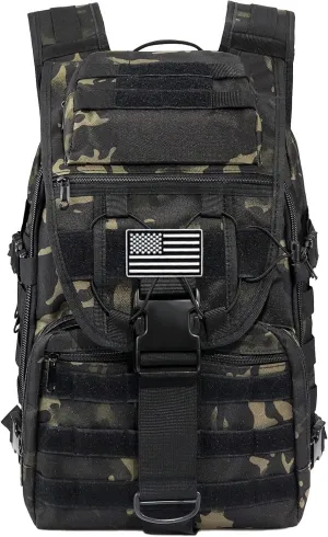 LIMHOO Military Tactical Backpack for Men Women 35L Hiking Trekking Rucksack 3 Day Molle Assault Pack (Black CP)