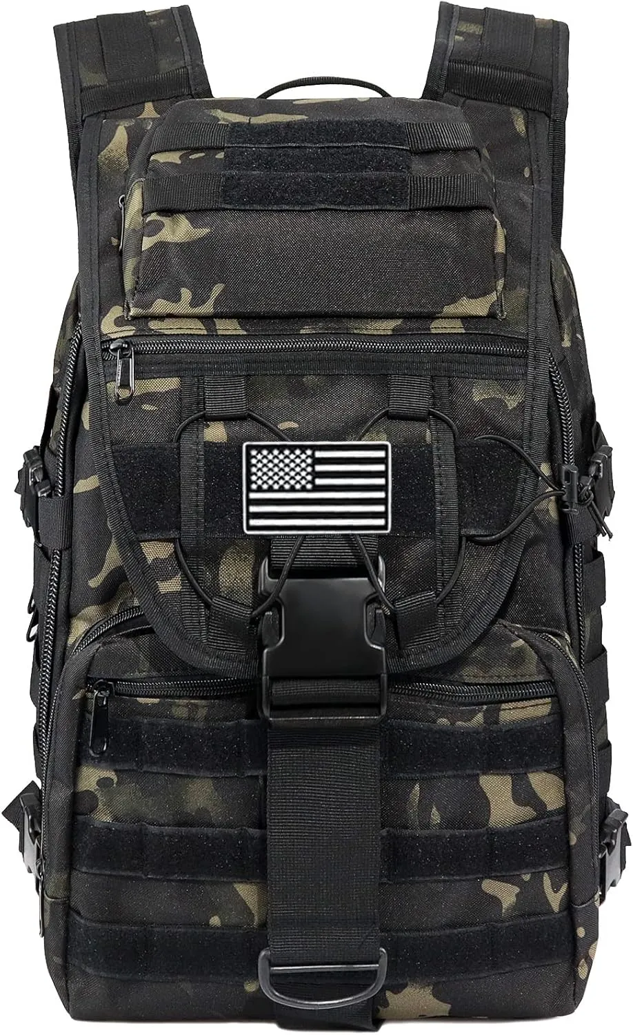 LIMHOO Military Tactical Backpack for Men Women 35L Hiking Trekking Rucksack 3 Day Molle Assault Pack (Black CP)