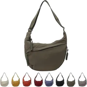 Limorence Crossbody Bag, 2025 New Limorence Women's Fashion Plain Color Nylon Crossbody Bag (Green,one size)