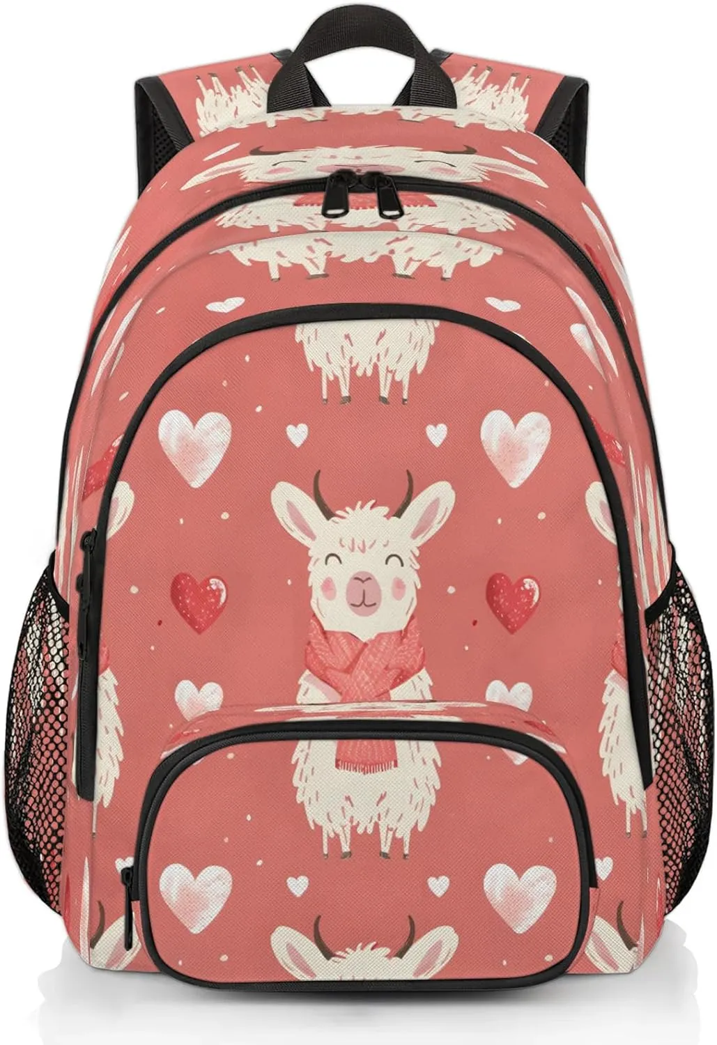 Llama Travel Laptop Backpacks for Women Men, Wildlife Hearts 16.7" Waterproof Back Pack Casual Daypack for Travel
