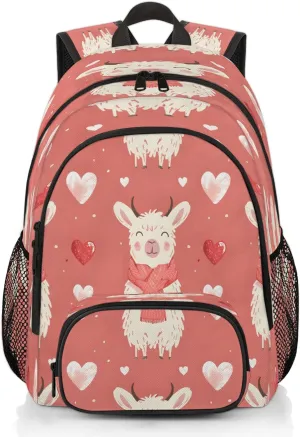 Llama Travel Laptop Backpacks for Women Men, Wildlife Hearts 16.7" Waterproof Back Pack Casual Daypack for Travel