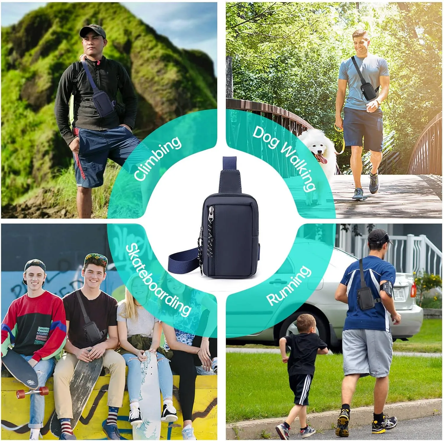 Long Keeper Mini Sling Bag - Men Women Small Waterproof Crossbody Bag Casual Phone Chest Bag for Travelling Hiking