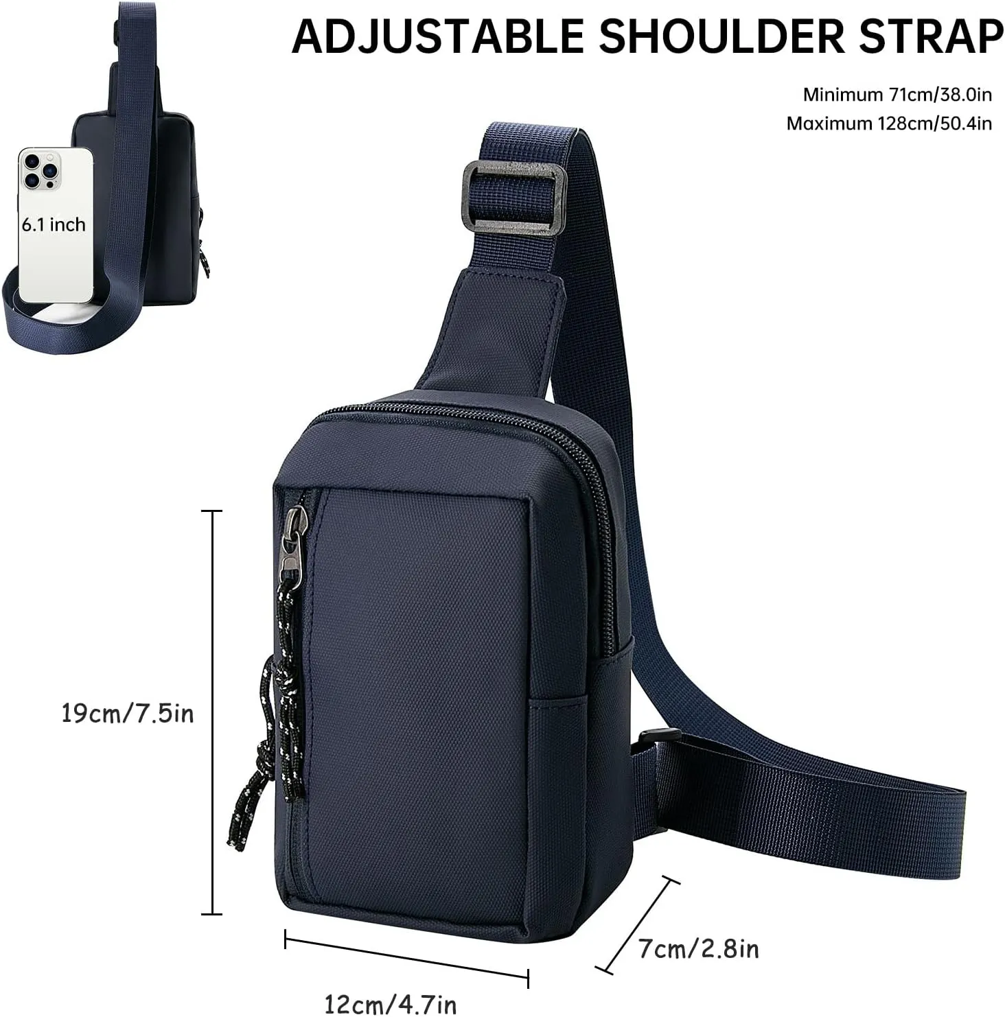 Long Keeper Mini Sling Bag - Men Women Small Waterproof Crossbody Bag Casual Phone Chest Bag for Travelling Hiking