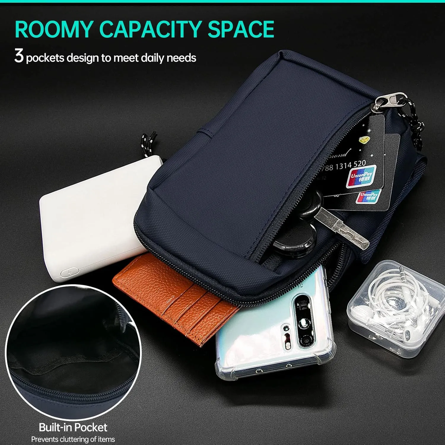 Long Keeper Mini Sling Bag - Men Women Small Waterproof Crossbody Bag Casual Phone Chest Bag for Travelling Hiking