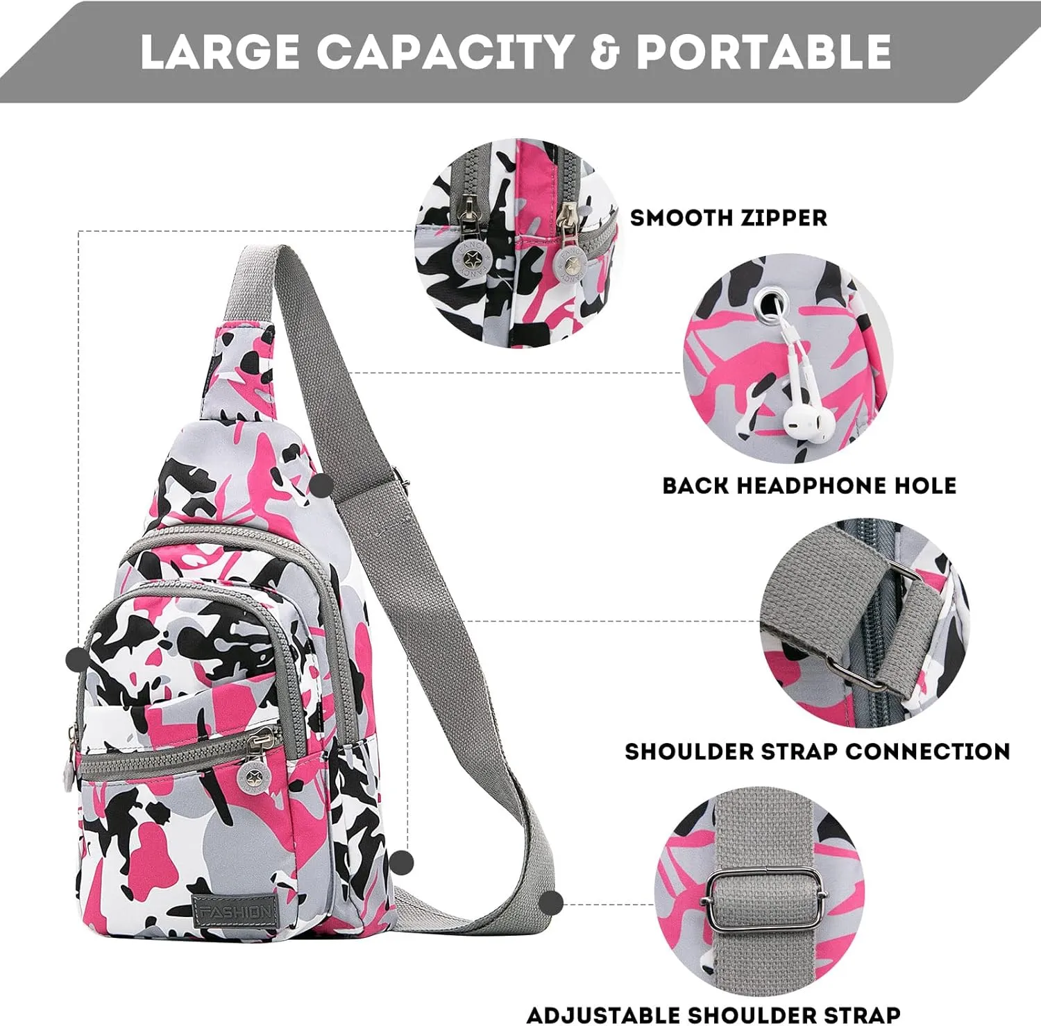 Long Keeper Sling Chest Bag - Women Men Waterproof Crossbody Backpack Traveling Running Hiking Shoulder Daypack Bag