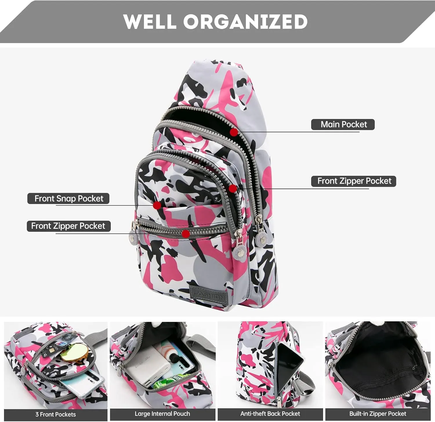 Long Keeper Sling Chest Bag - Women Men Waterproof Crossbody Backpack Traveling Running Hiking Shoulder Daypack Bag