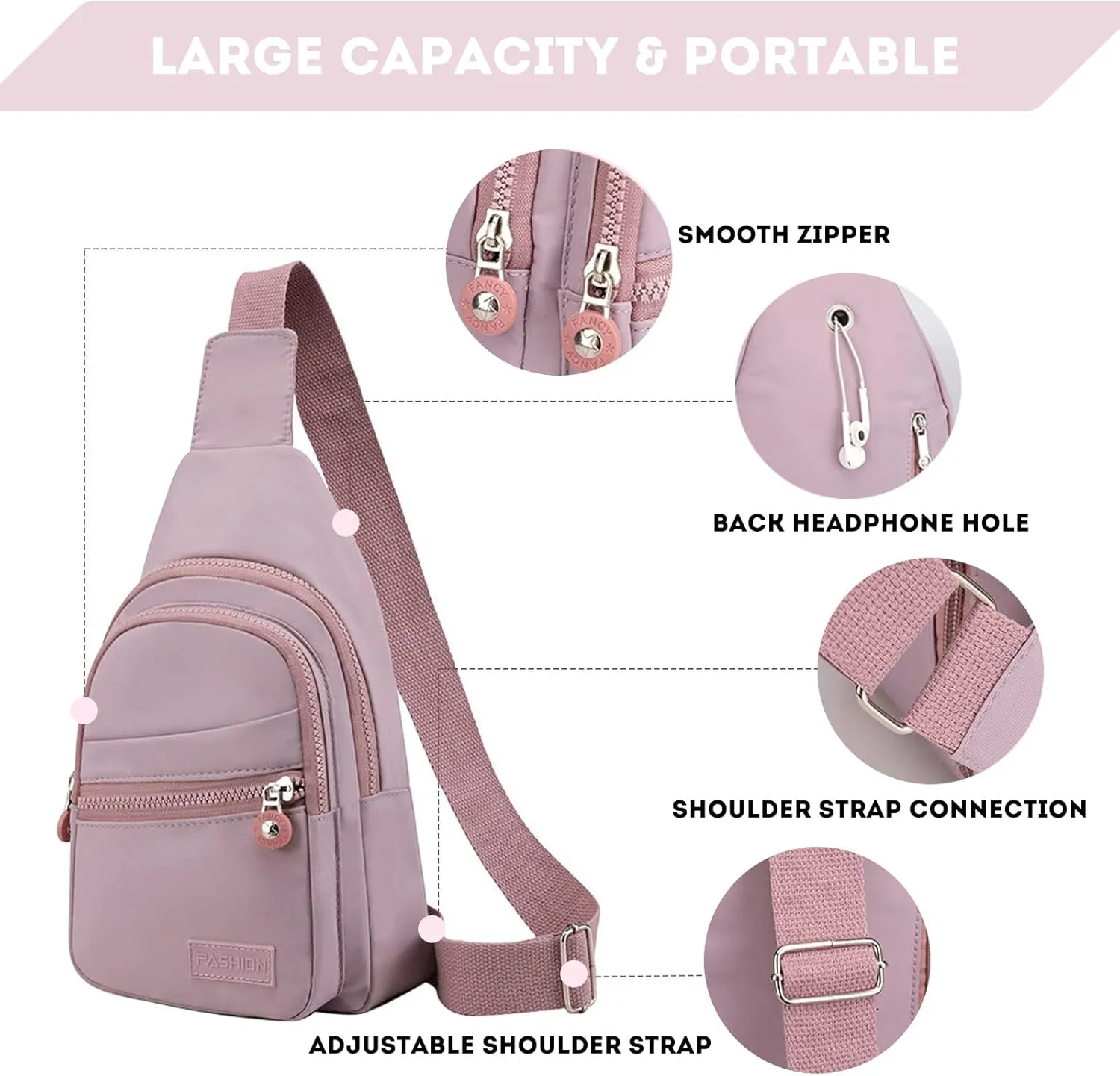 Long Keeper Sling Chest Bag - Women Men Waterproof Crossbody Backpack Traveling Running Hiking Shoulder Daypack Bag