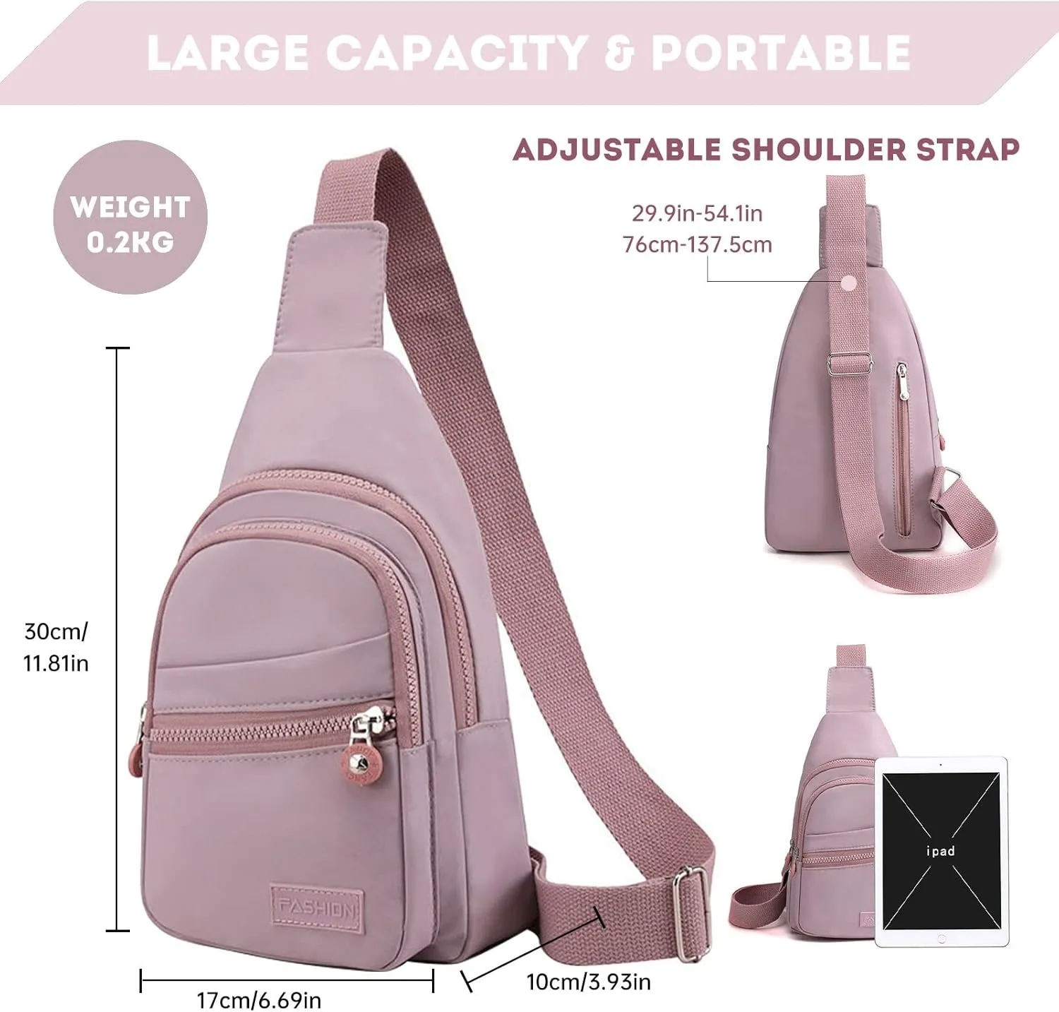 Long Keeper Sling Chest Bag - Women Men Waterproof Crossbody Backpack Traveling Running Hiking Shoulder Daypack Bag