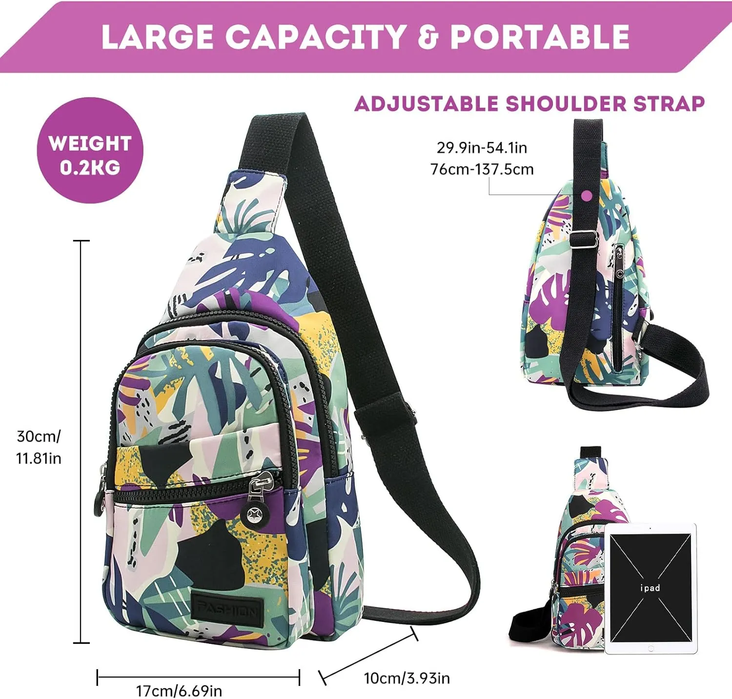 Long Keeper Sling Chest Bag - Women Men Waterproof Crossbody Backpack Traveling Running Hiking Shoulder Daypack Bag