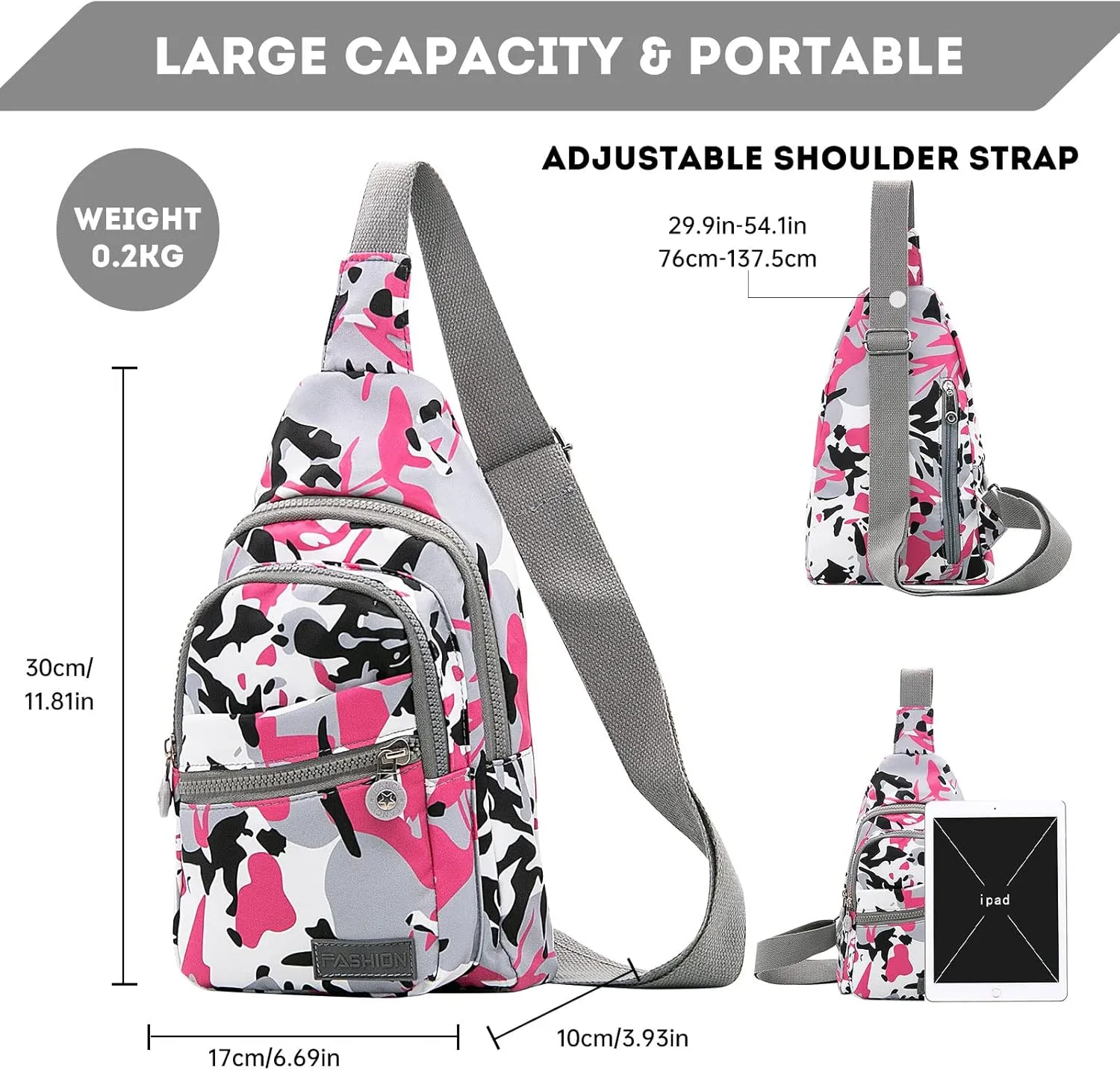 Long Keeper Sling Chest Bag - Women Men Waterproof Crossbody Backpack Traveling Running Hiking Shoulder Daypack Bag