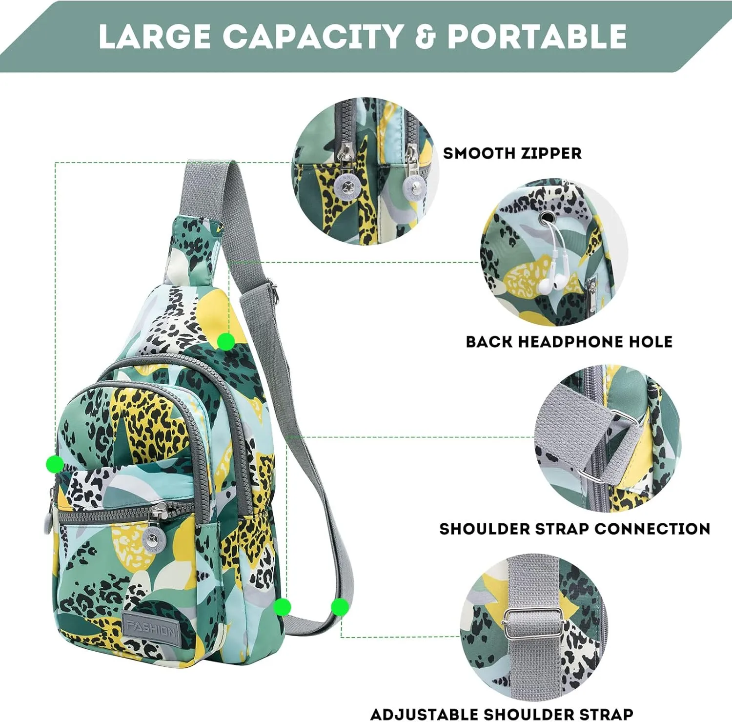 Long Keeper Sling Chest Bag - Women Men Waterproof Crossbody Backpack Traveling Running Hiking Shoulder Daypack Bag