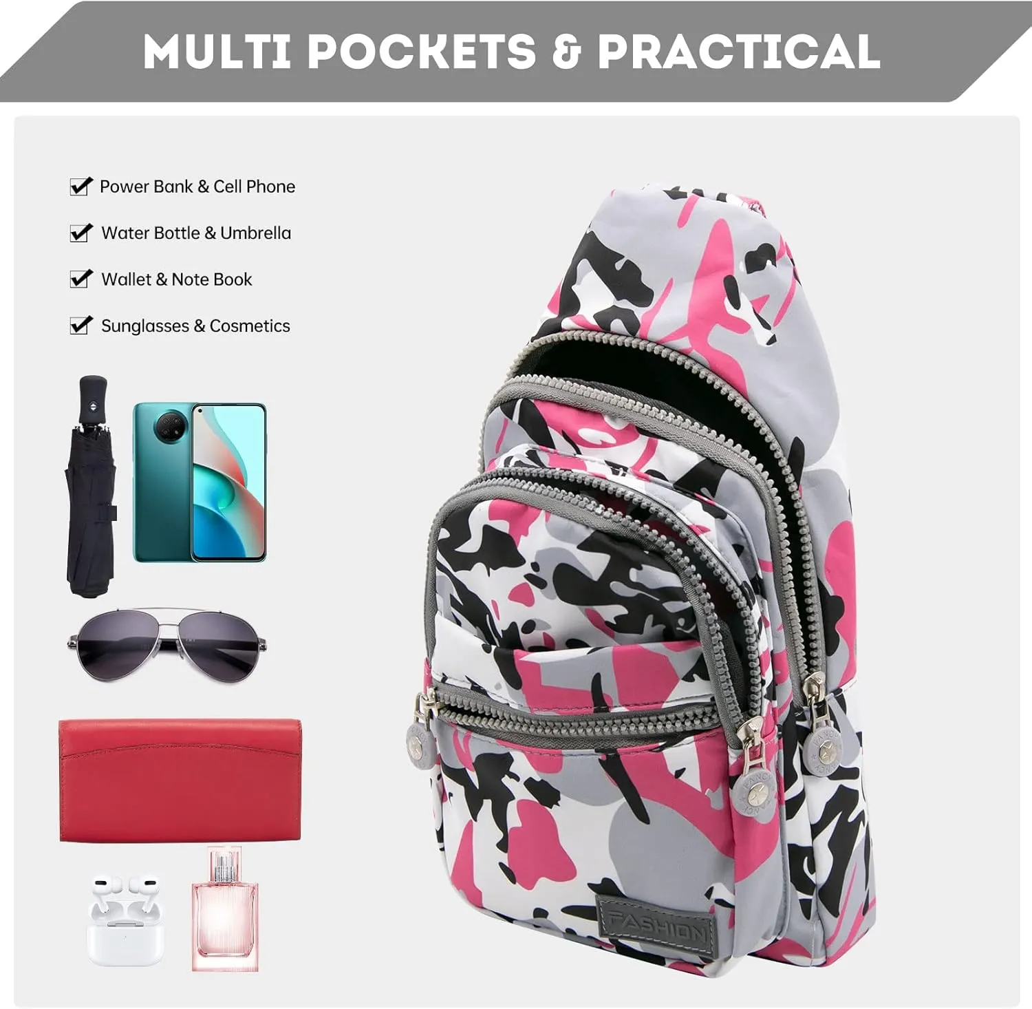Long Keeper Sling Chest Bag - Women Men Waterproof Crossbody Backpack Traveling Running Hiking Shoulder Daypack Bag