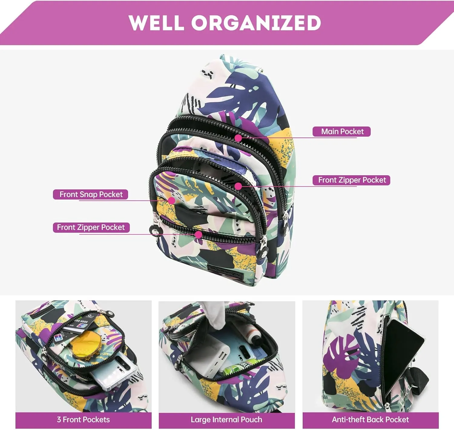 Long Keeper Sling Chest Bag - Women Men Waterproof Crossbody Backpack Traveling Running Hiking Shoulder Daypack Bag