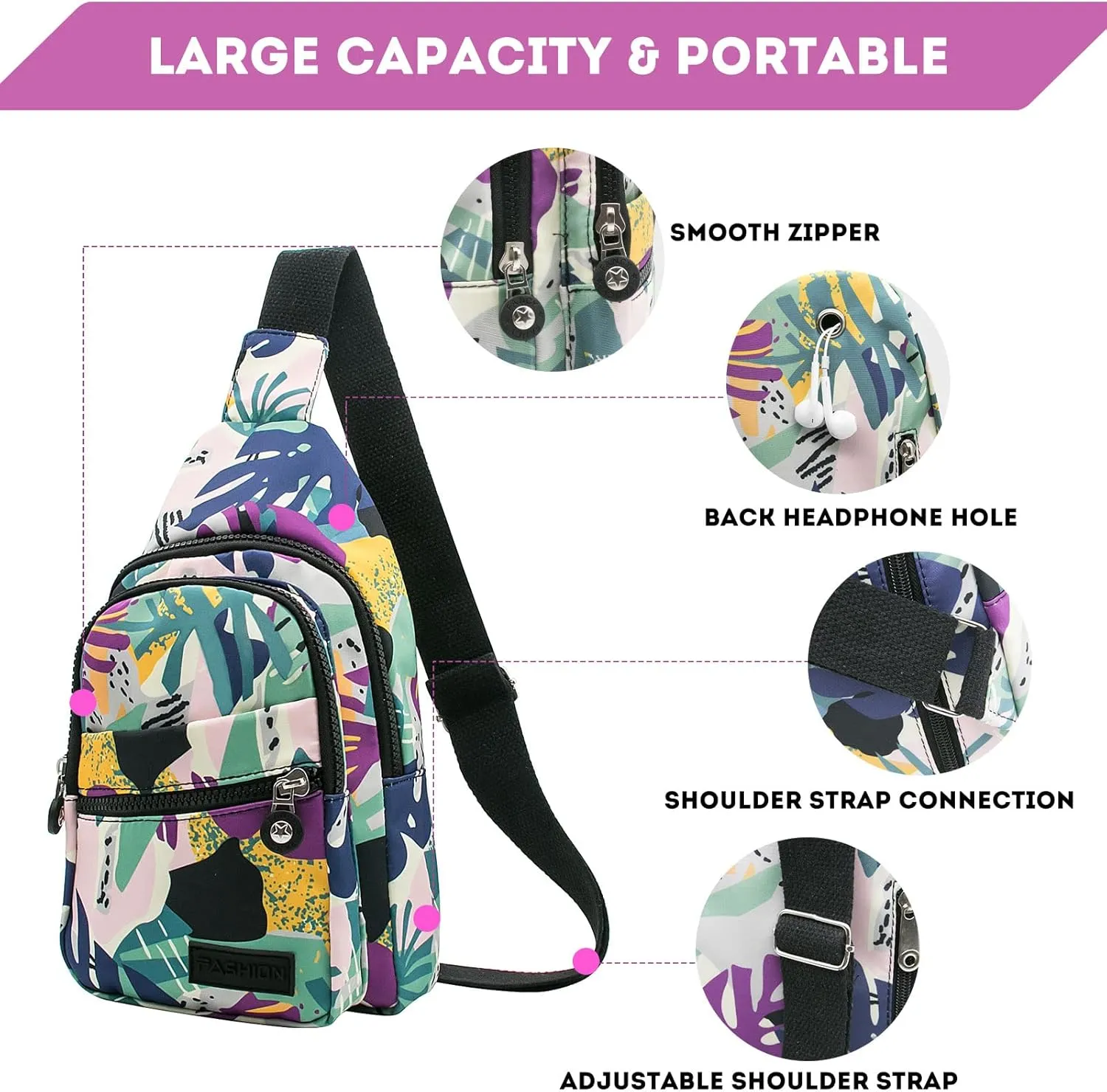 Long Keeper Sling Chest Bag - Women Men Waterproof Crossbody Backpack Traveling Running Hiking Shoulder Daypack Bag