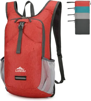 Loowoko Hiking Backpack, 20L Packable Backpacks for Travel Hiking Camping Daypack, Foldable Lightweight Shoulder Bag (Red)