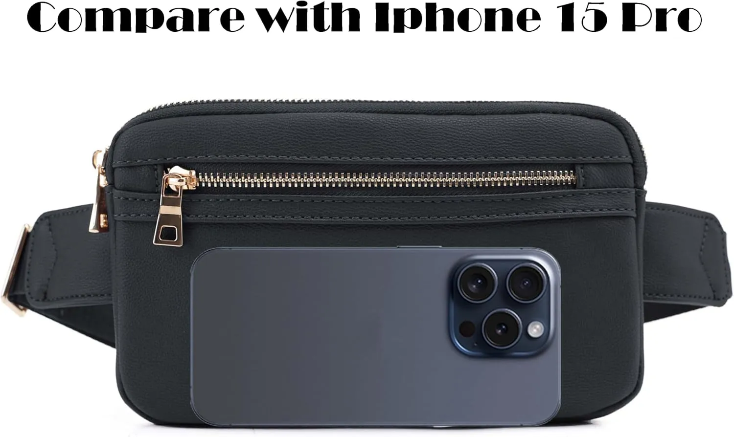 LOVESOME Vegan Leather Everywhere Fashion Waist Bag Fanny Pack Crossbody Bag Belt Bag Sling Bag with Adjustable Strap for Women (Black)