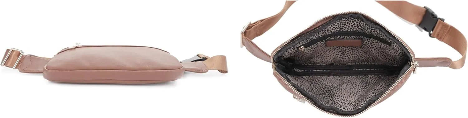 LOVESOME Vegan Leather Everywhere Fashion Waist Bag Fanny Pack Crossbody Bag Belt Bag Sling Bag with Adjustable Strap for Women (Brown)