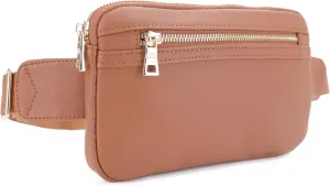 LOVESOME Vegan Leather Everywhere Fashion Waist Bag Fanny Pack Crossbody Bag Belt Bag Sling Bag with Adjustable Strap for Women (Brown)