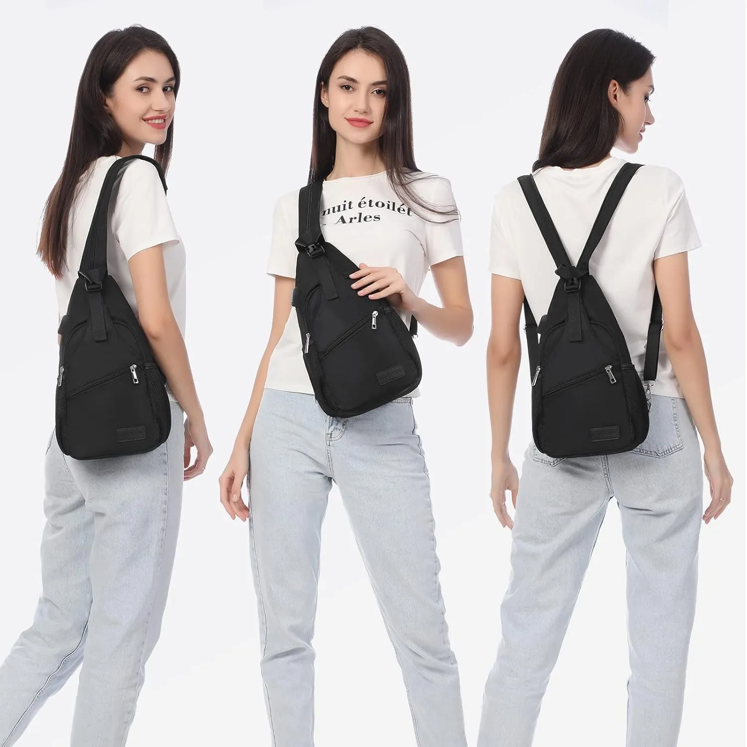 LOVEVOOK Sling Bag for Women Casual Daypack Nylon Crossbody Sling Backpack Travel Shoulder Bag Hiking Daypack