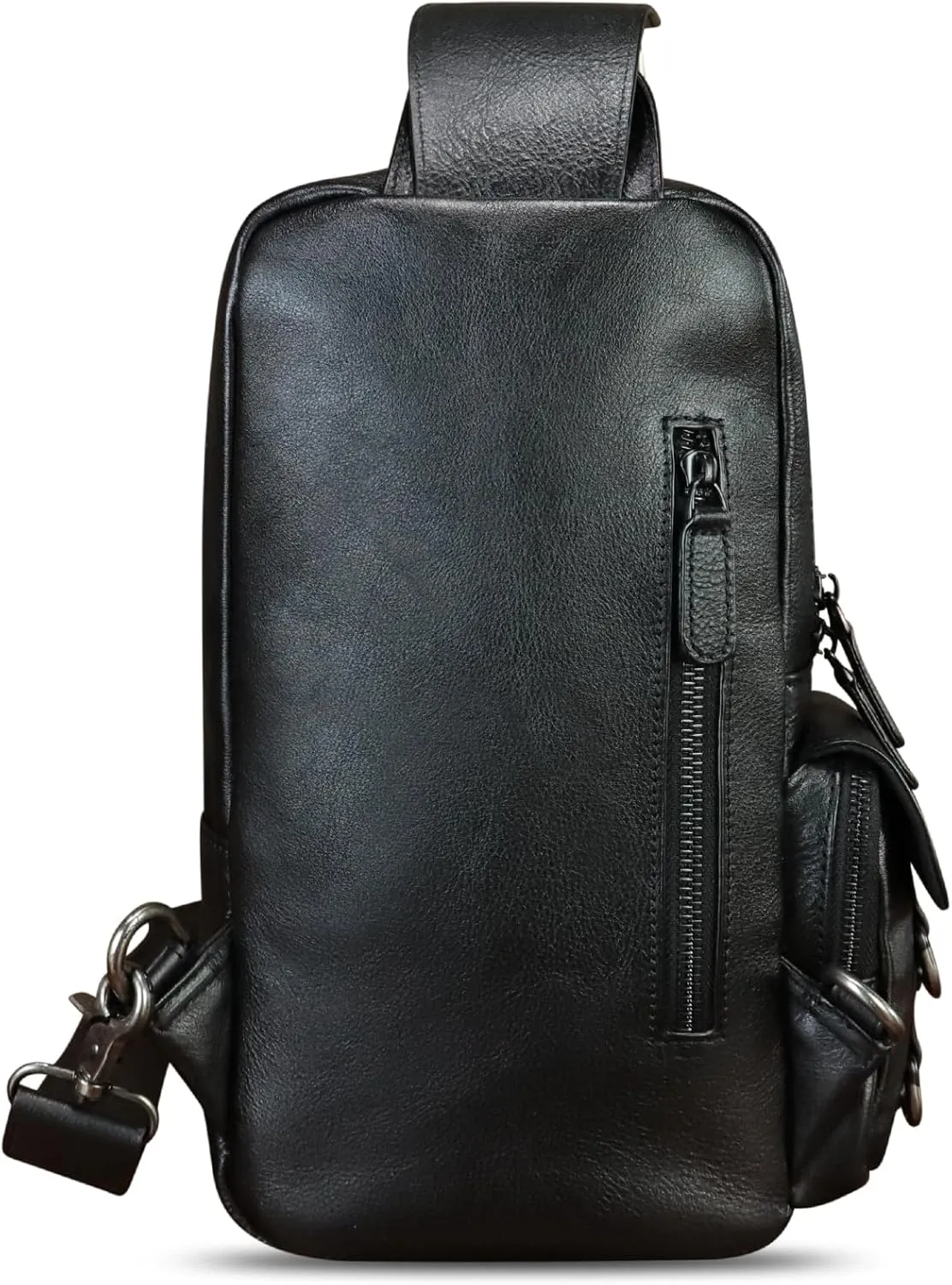 LRTO Genuine Leather Sling Bag for Men and Women Crossbody Backpack Handmade Chest Bag Hiking Daypack Purse Pouch