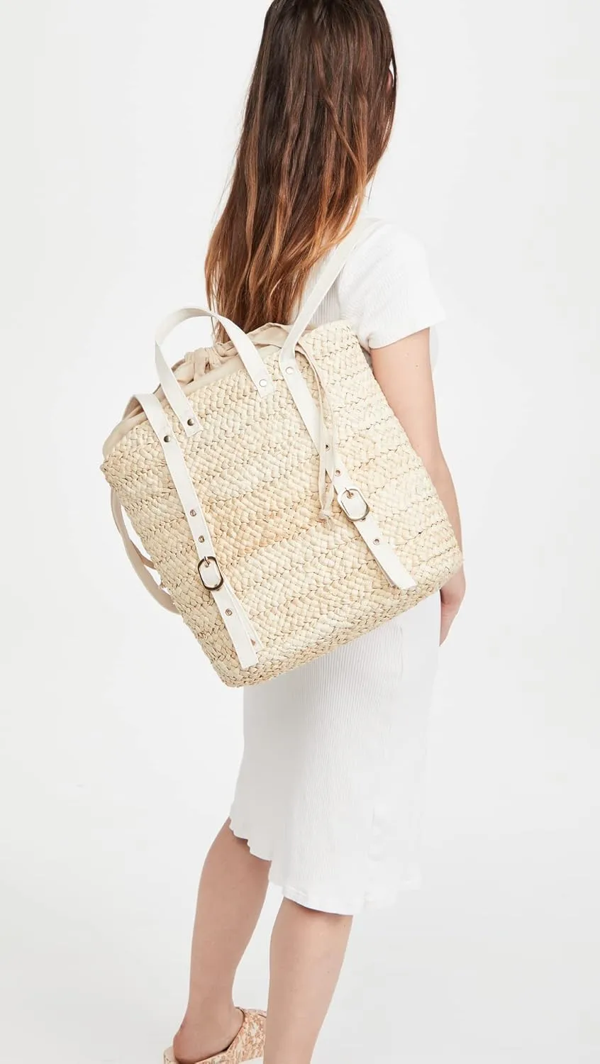 L*Space Summer Days Backpack for Women, Large Straw Travel Bag, Lined Backpack and Adjustable Back Straps, 100% Corn Husk
