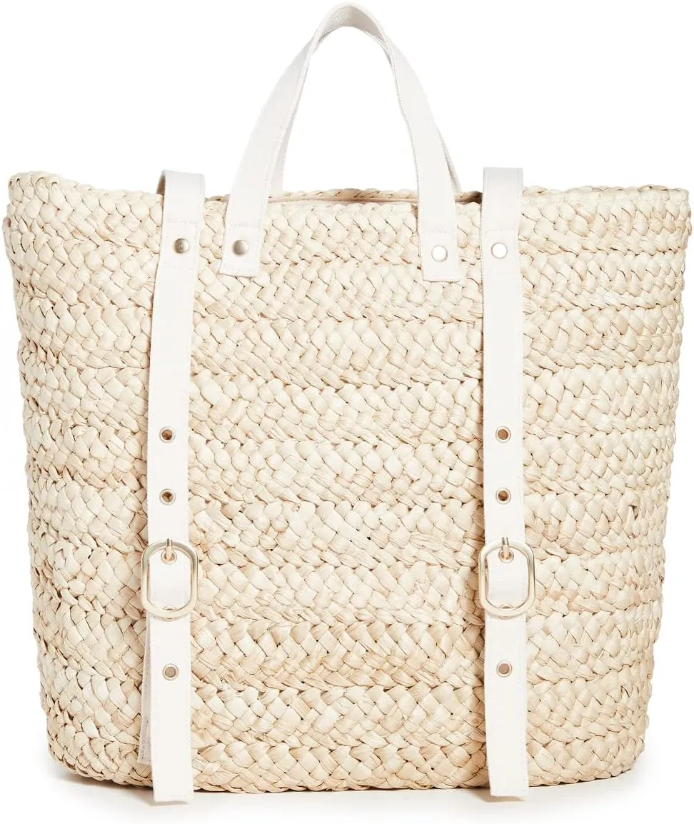 L*Space Summer Days Backpack for Women, Large Straw Travel Bag, Lined Backpack and Adjustable Back Straps, 100% Corn Husk
