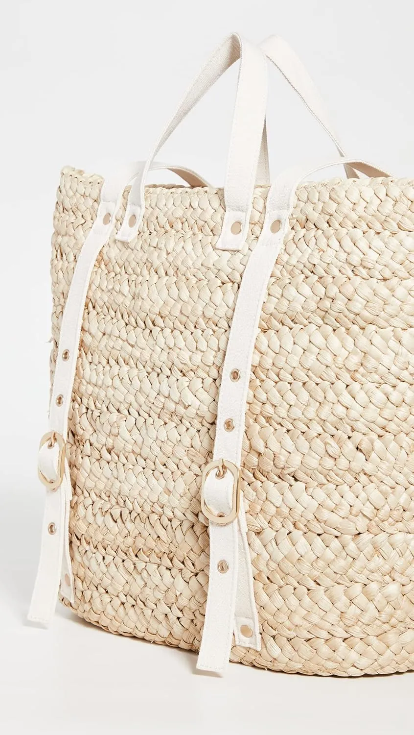 L*Space Summer Days Backpack for Women, Large Straw Travel Bag, Lined Backpack and Adjustable Back Straps, 100% Corn Husk