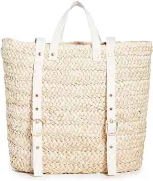 L*Space Summer Days Backpack for Women, Large Straw Travel Bag, Lined Backpack and Adjustable Back Straps, 100% Corn Husk