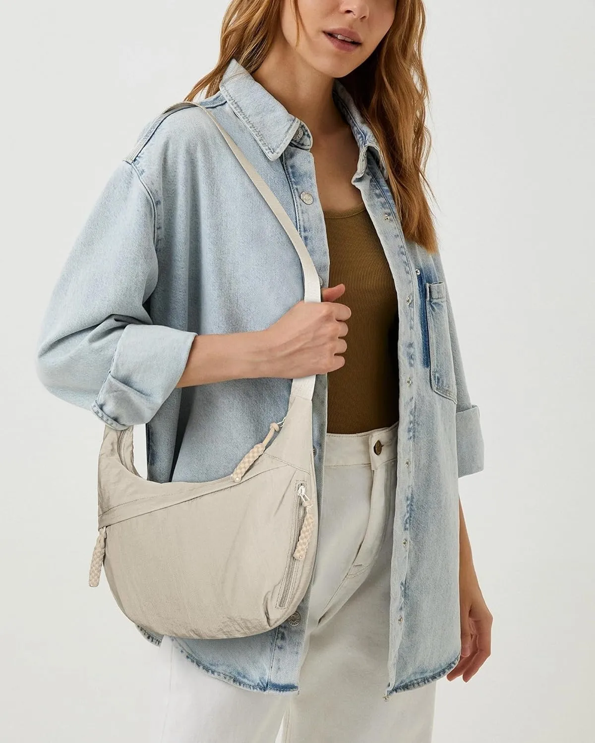 Lushandy Nylon Crescent Crossbody Luna Bag for Women - Moon Shoulder, Lightweight Sling, Casual Hobo Dumpling