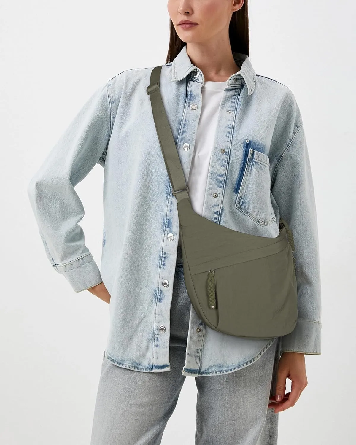 Lushandy Nylon Crescent Crossbody Luna Bag for Women - Moon Shoulder, Lightweight Sling, Casual Hobo Dumpling