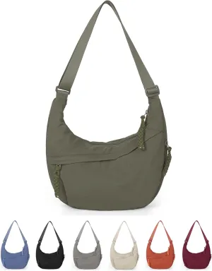 Lushandy Nylon Crescent Crossbody Luna Bag for Women - Moon Shoulder, Lightweight Sling, Casual Hobo Dumpling