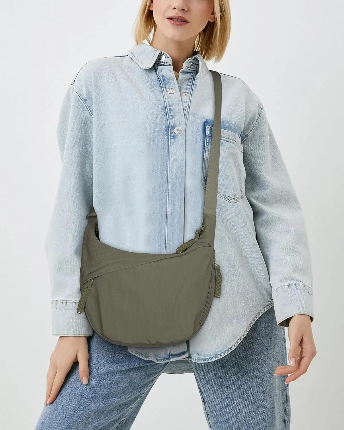 Lushandy Nylon Crescent Crossbody Luna Bag for Women - Moon Shoulder, Lightweight Sling, Casual Hobo Dumpling