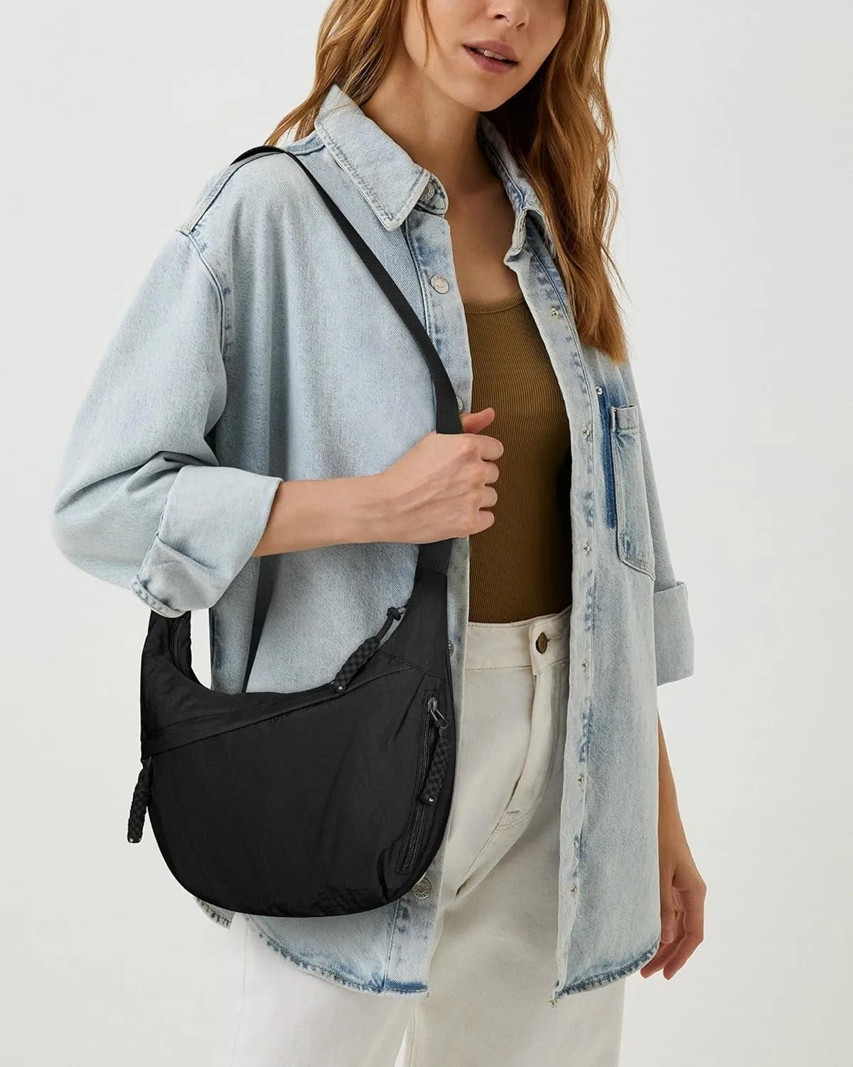 Lushandy Nylon Crescent Crossbody Luna Bag for Women - Moon Shoulder, Lightweight Sling, Casual Hobo Dumpling
