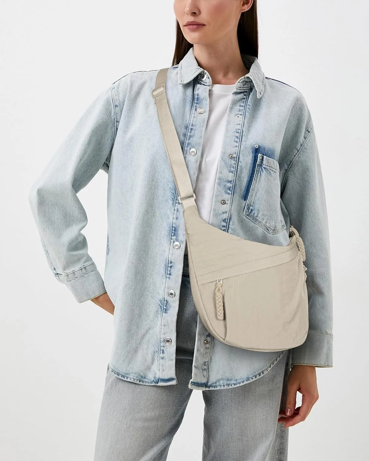 Lushandy Nylon Crescent Crossbody Luna Bag for Women - Moon Shoulder, Lightweight Sling, Casual Hobo Dumpling