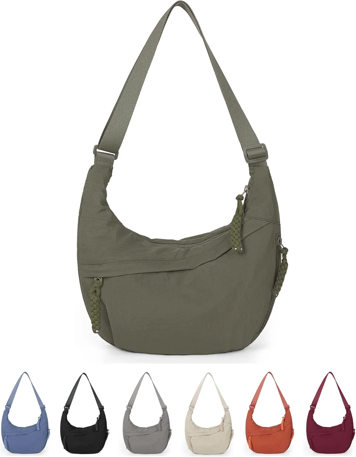 Lushandy Nylon Crescent Crossbody Luna Bag for Women - Moon Shoulder, Lightweight Sling, Casual Hobo Dumpling