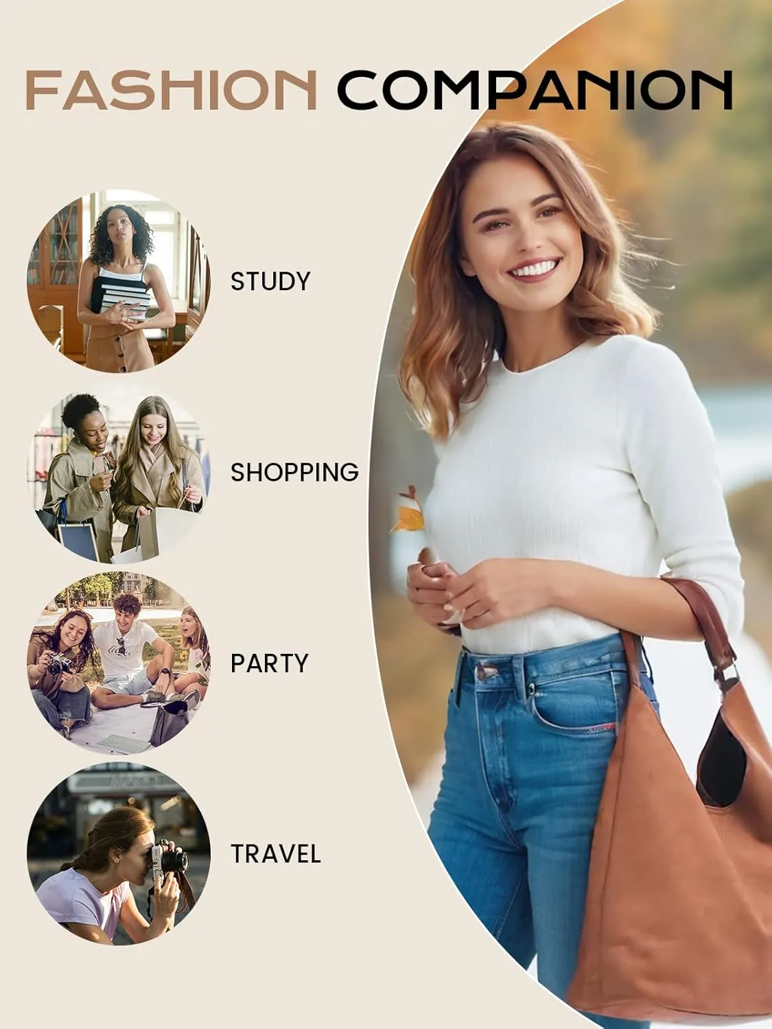 Luxurious Suede Bag for Women, Hobo Tote Bags– Stylish & Durable Leather Handbag, Ideal for Fall Adventures, Outdoor
