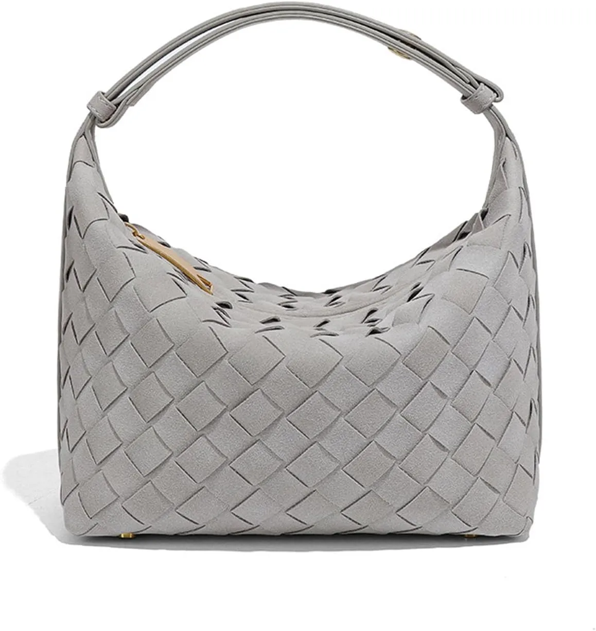 Luxurious Suede Hobo Bag - Women's Woven Leather Shoulder Bag with Spacious Interior